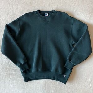 Vintage Russell Athletic Crewneck Sweatshirt M 90s Made in USA Sweater Green